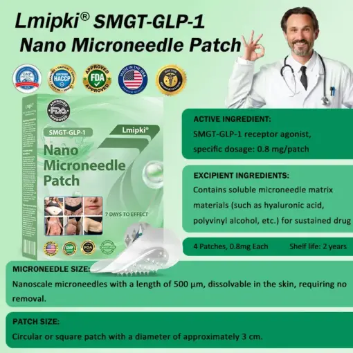 𝗟𝗺𝗶𝗽𝗸𝗶® Nano Microneedle Patch with SMGT-GLP-1 & Matrixyl 3000